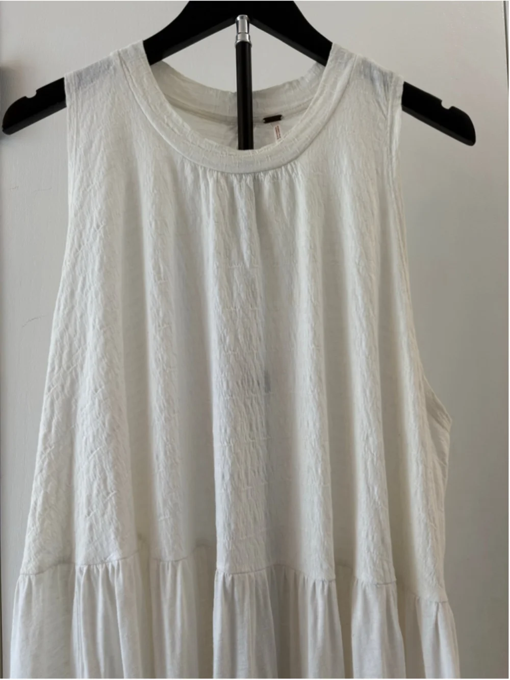 Free People Right On Time Tiered Tunic Cami Top White Cream Open Back Size M
